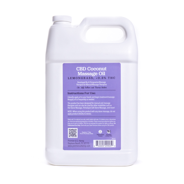 Premier Body 128 oz Coconut Massage Oil with Lemongrass 6400mg CBD