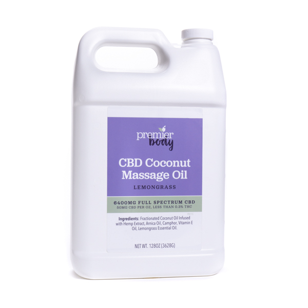 Premier Body 128 oz Coconut Massage Oil with Lemongrass 6400mg CBD